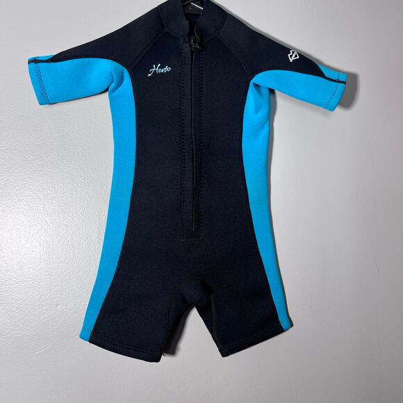 Guardian Hevto Wetsuit Size 5 Kids Shorty Springsuit Black Blue - Picture 1 of 7